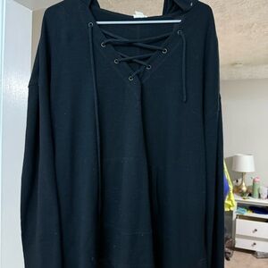 Mossimo Supply Co. Black Lace-Up Sweatshirt